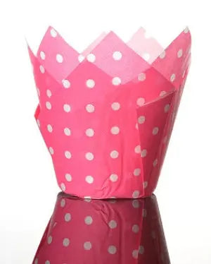 Bright Pink Polka Dot Tulip Muffin Wrap Bakeware & More