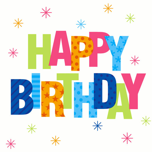 'Birthday Stars' 33cm 3 Ply Napkins