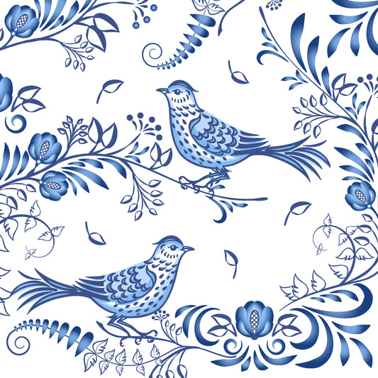 'Porcelain Bird' 24cm 3 Ply Napkins