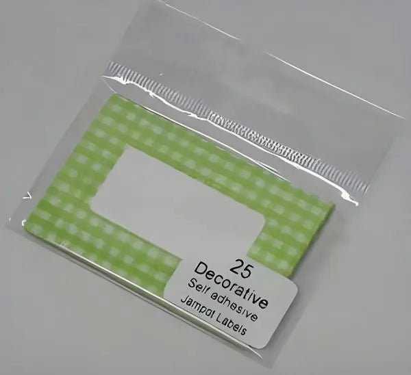 Green Gingham Design Jampot Labels Bakeware & More