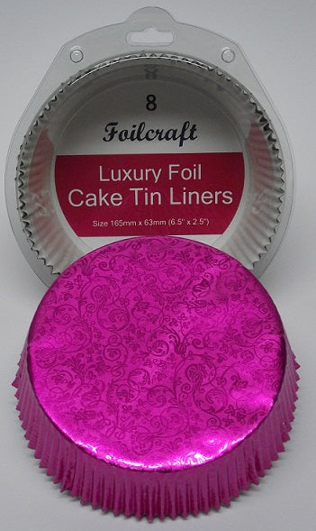 Luxury 7″ Foil Embossed Pink Cake Cases