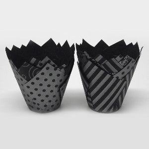 Black/Silver Printed Tulip Muffin Wrap