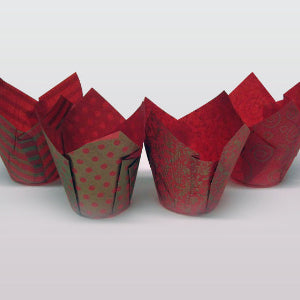 Red/Gold Printed Tulip Muffin Wrap