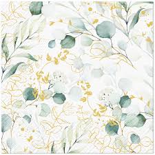 'Golden Eucalyptus' 33cm 3 Ply Napkins